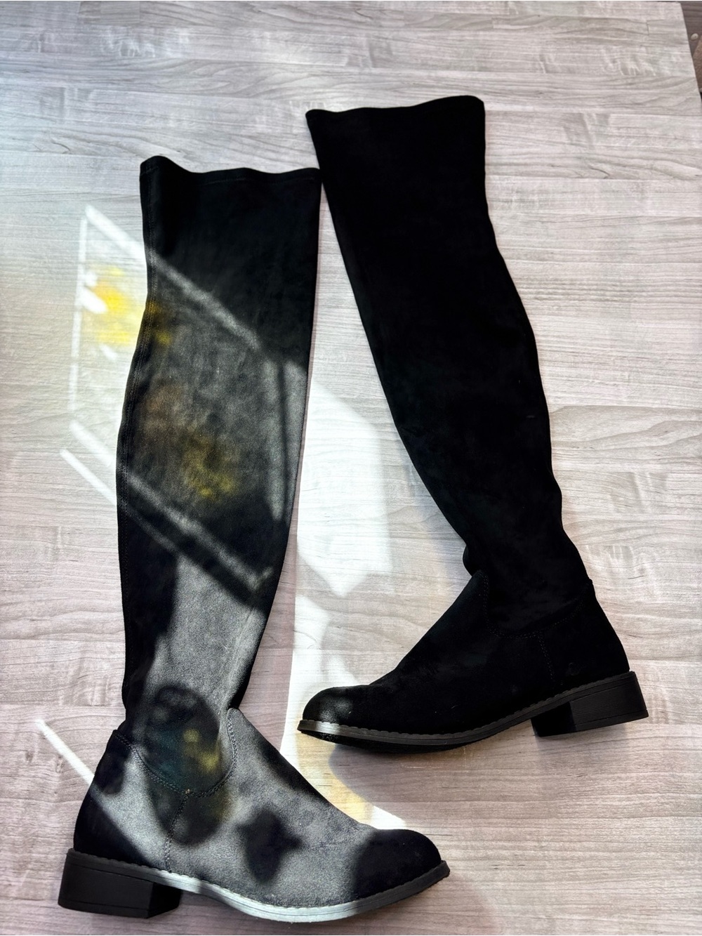 Nature Breeze Staple Piece Black Over-the-Knee Flat Heel Boots Size 8.5
